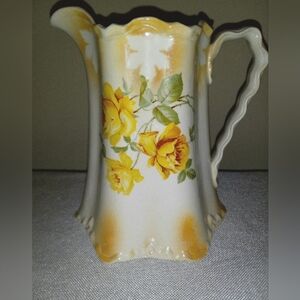 Vtg Antique CPCO Ironstone 7 3/4" Yellow Rose Pitcher
